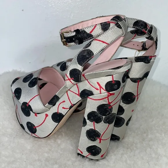 🍒GIAMBATTISTA CHERRY JACQUARD PLATFORM HEELS🍒