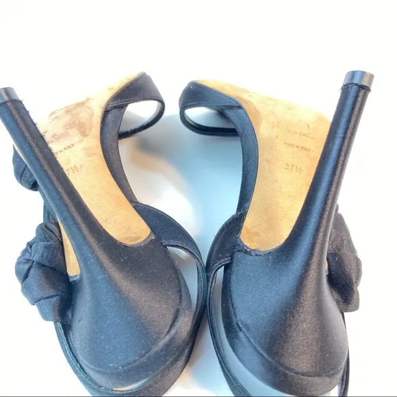 Giambattista Valli black satin sandals 37.5