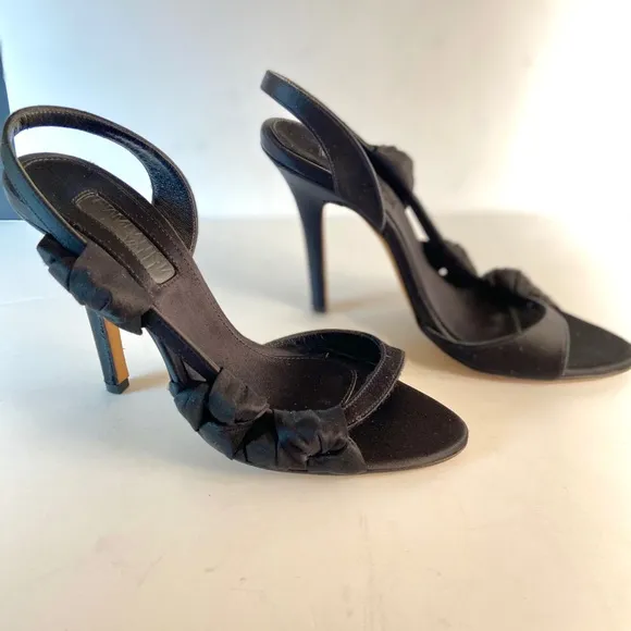Giambattista Valli black satin sandals 37.5