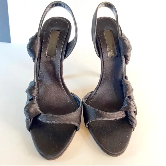 Giambattista Valli black satin sandals 37.5