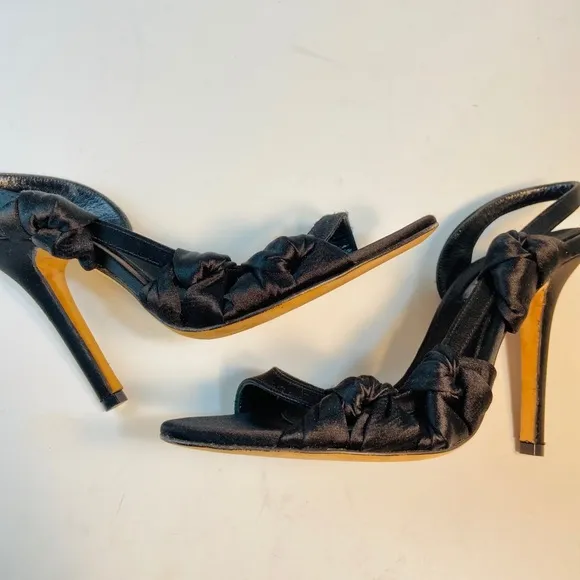Giambattista Valli black satin sandals 37.5