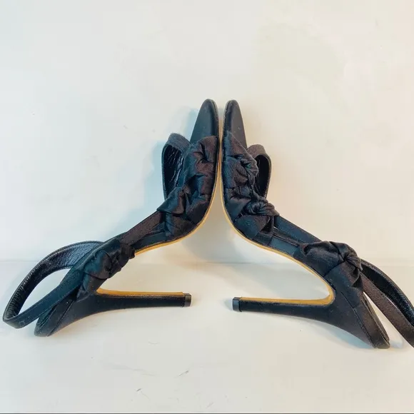 Giambattista Valli black satin sandals 37.5