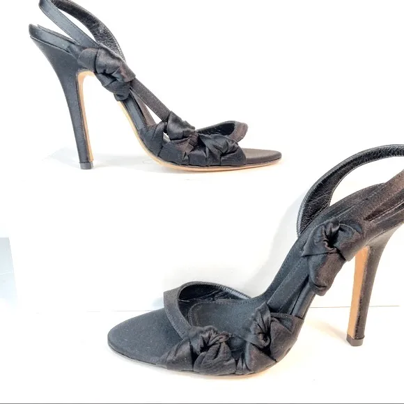 Giambattista Valli black satin sandals 37.5
