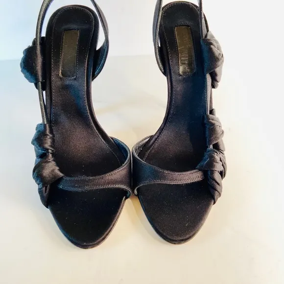 Giambattista Valli black satin sandals 37.5