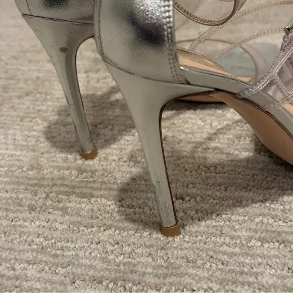 Gianvito Rossi Gabby Plexi Sandals Clear PVC &amp; Silver Leather Size 37.5