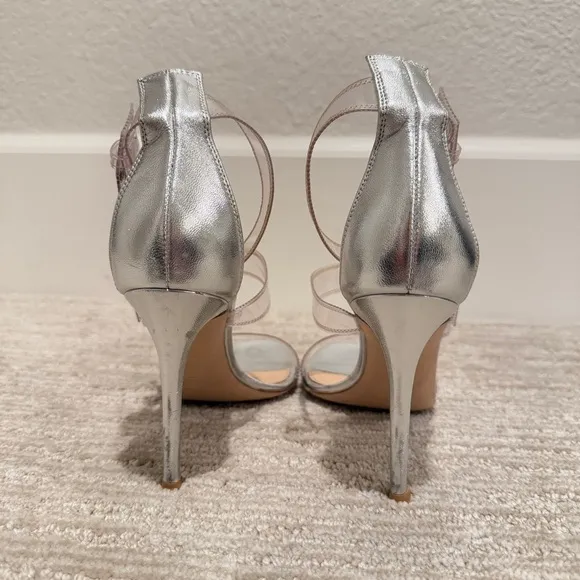 Gianvito Rossi Gabby Plexi Sandals Clear PVC &amp; Silver Leather Size 37.5