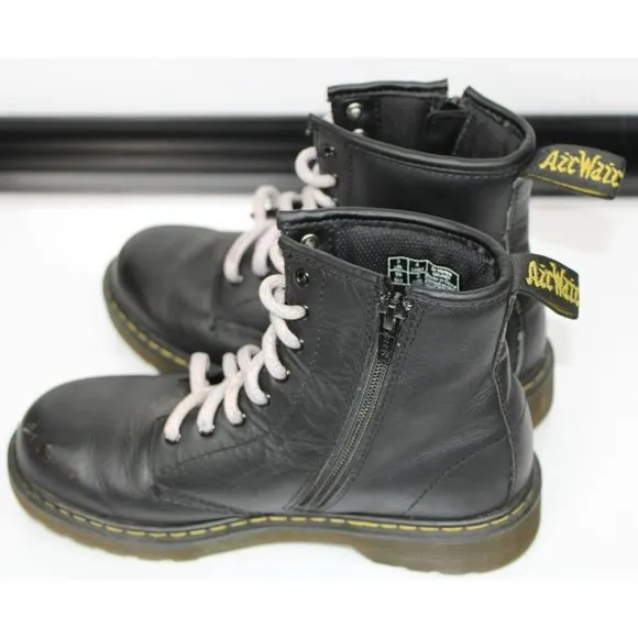 Girls Size 4 Dr. Martens Black Tied Combat Boots
