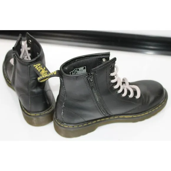 Girls Size 4 Dr. Martens Black Tied Combat Boots