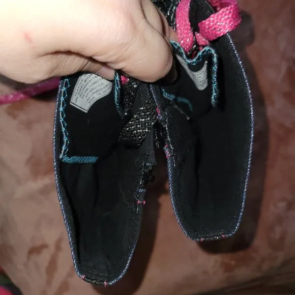 Girls Size 5 Bongo Blue Glitter Denim Peace &amp; Love Knee High Tops Sneakers NWT