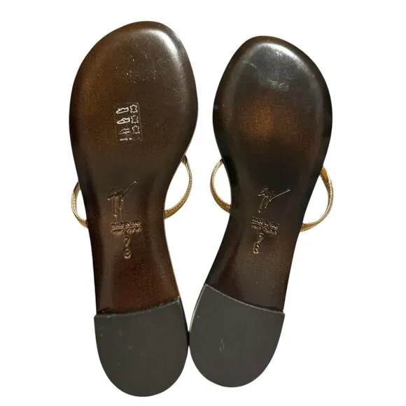 Giuseppe Zanotti Design Rock 10 Bronze Metal Jeweled Sandal Shoes Size 7B