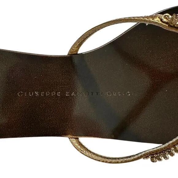 Giuseppe Zanotti Design Rock 10 Bronze Metal Jeweled Sandal Shoes Size 7B