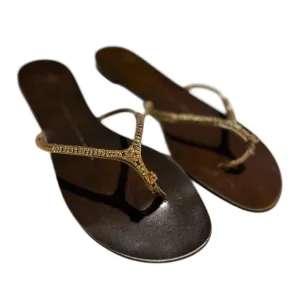 Giuseppe Zanotti Design Rock 10 Bronze Metal Jeweled Sandal Shoes Size 7B