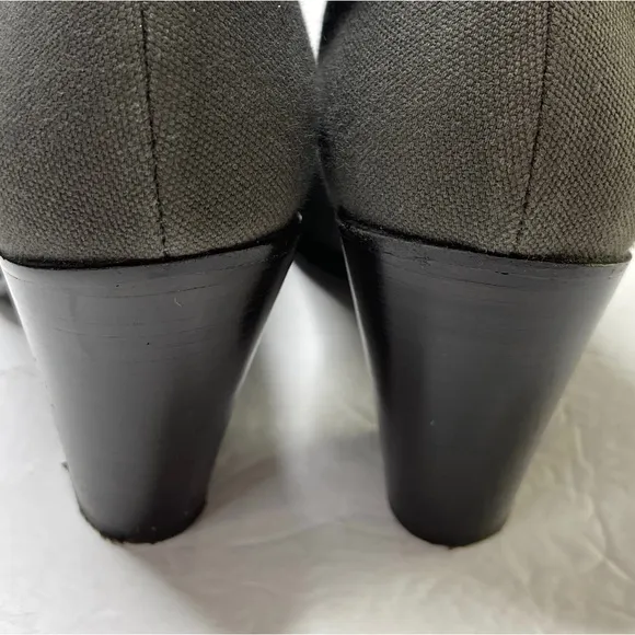 GIUSEPPE ZANOTTI Gray Canvas Ankle Boot Booties Side Zip Chunky Heel Size 41