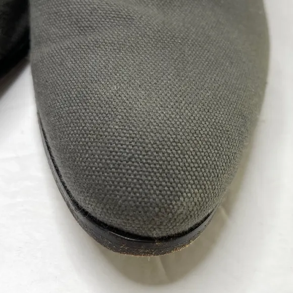 GIUSEPPE ZANOTTI Gray Canvas Ankle Boot Booties Side Zip Chunky Heel Size 41
