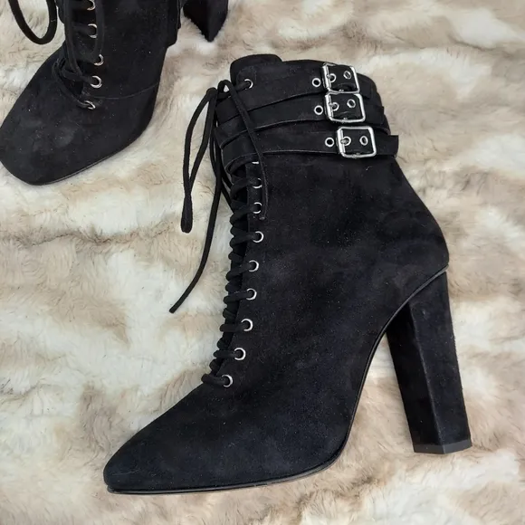 Giuseppe Zanotti Nero Lace-up Ankle Boots, sz 7.5