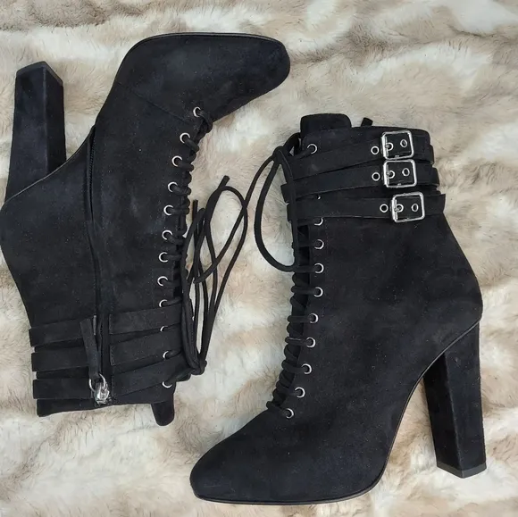 Giuseppe Zanotti Nero Lace-up Ankle Boots, sz 7.5