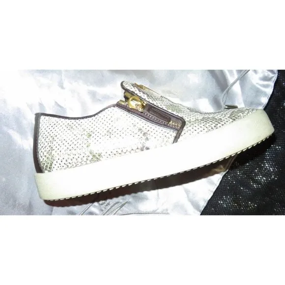 Giuseppe Zanotti Python Embossed Italian Leather Devon Skate Shoes Sneakers 39
