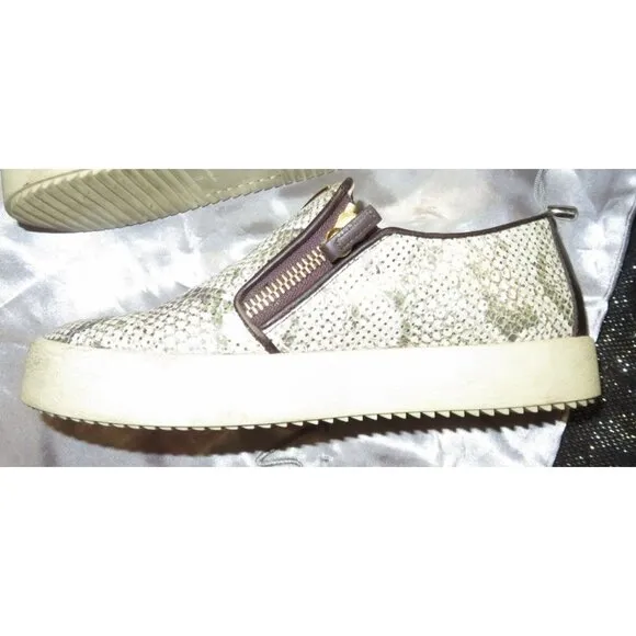 Giuseppe Zanotti Python Embossed Italian Leather Devon Skate Shoes Sneakers 39