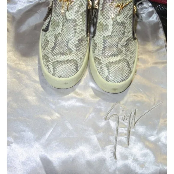Giuseppe Zanotti Python Embossed Italian Leather Devon Skate Shoes Sneakers 39