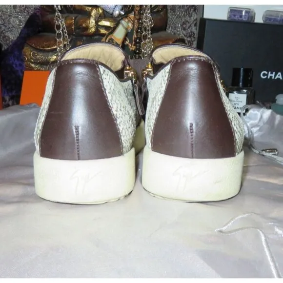 Giuseppe Zanotti Python Embossed Italian Leather Devon Skate Shoes Sneakers 39