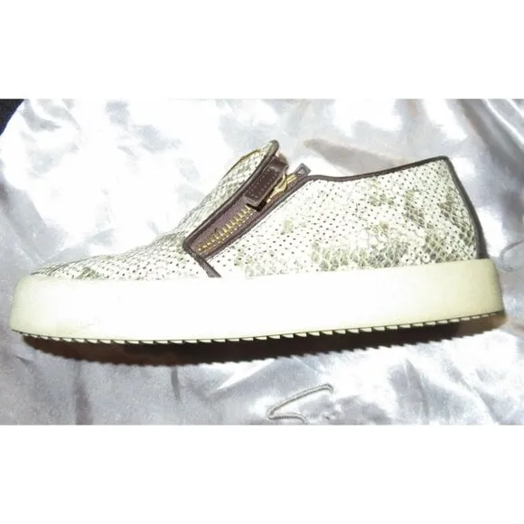 Giuseppe Zanotti Python Embossed Italian Leather Devon Skate Shoes Sneakers 39