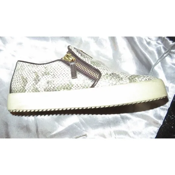 Giuseppe Zanotti Python Embossed Italian Leather Devon Skate Shoes Sneakers 39