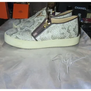 Giuseppe Zanotti Python Embossed Italian Leather Devon Skate Shoes Sneakers 39