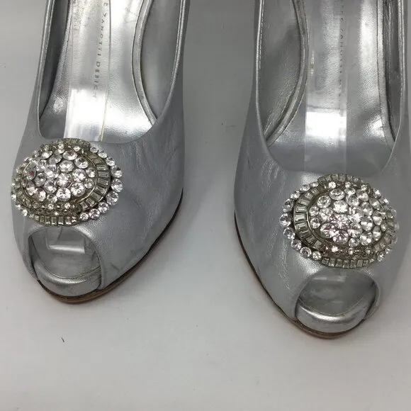 Giuseppe Zanotti Rhinestone Peep Toe Heels 40