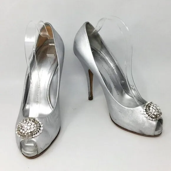 Giuseppe Zanotti Rhinestone Peep Toe Heels 40