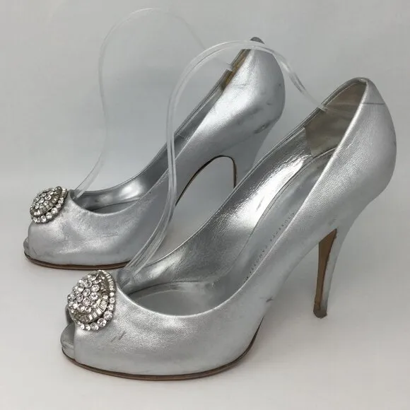 Giuseppe Zanotti Rhinestone Peep Toe Heels 40