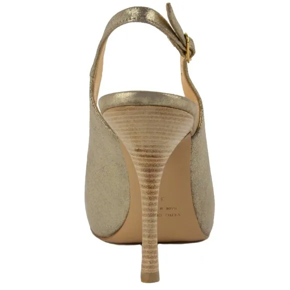 GIUSEPPE ZANOTTI SHOES METALLIC SUEDE KEYHOLE SLINGBACK PUMPS sz 38 / 7.5