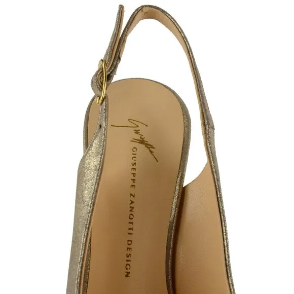 GIUSEPPE ZANOTTI SHOES METALLIC SUEDE KEYHOLE SLINGBACK PUMPS sz 38 / 7.5