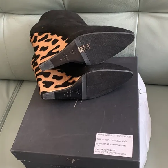 Giuseppe Zanotti  Suede Ankle Boots  with Leopard Print