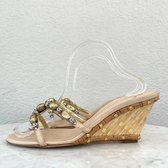 Giuseppe Zanotti Woven Wedge Heel Sandal Size 41