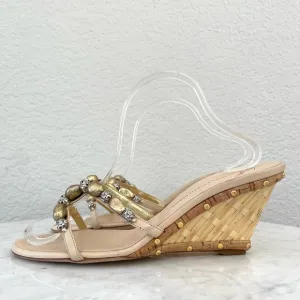 Giuseppe Zanotti Woven Wedge Heel Sandal Size 41