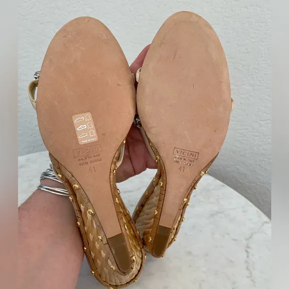 Giuseppe Zanotti Woven Wedge Heel Sandal Size 41