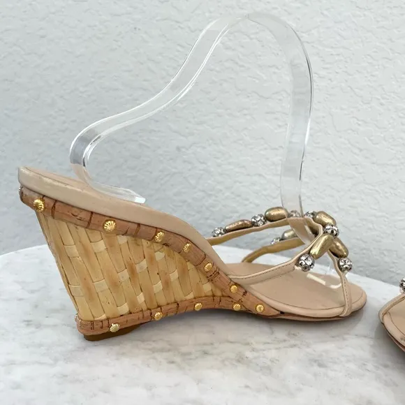 Giuseppe Zanotti Woven Wedge Heel Sandal Size 41