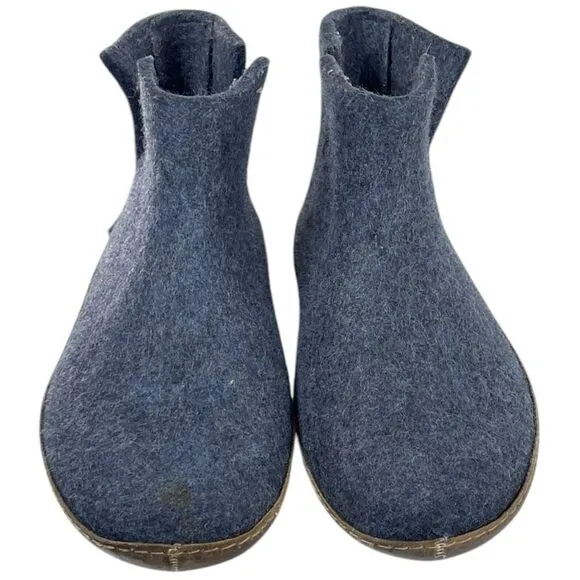 Glerups men’s size 47-13 blue denim 100% felted thick wool slipper boots