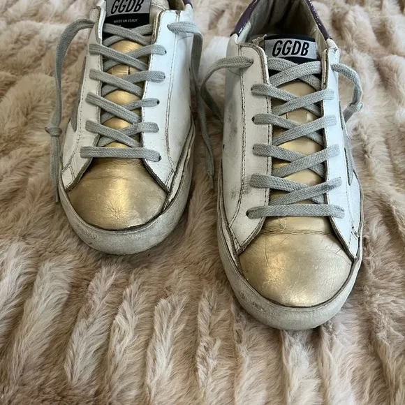 Golden Goose White and Purple Athletic Shoes