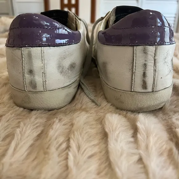 Golden Goose White and Purple Athletic Shoes