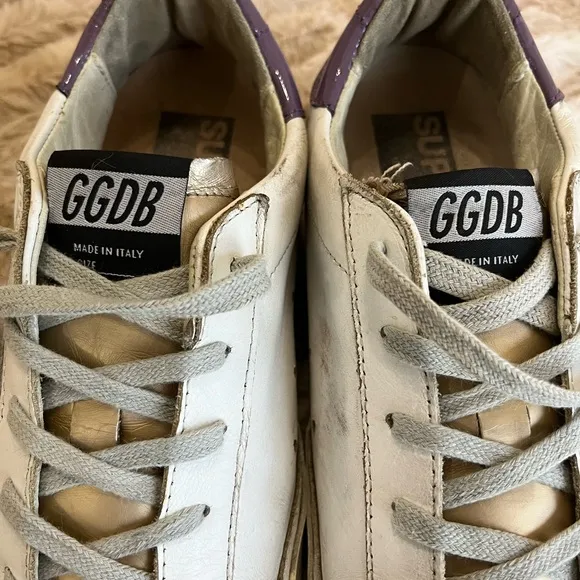 Golden Goose White and Purple Athletic Shoes