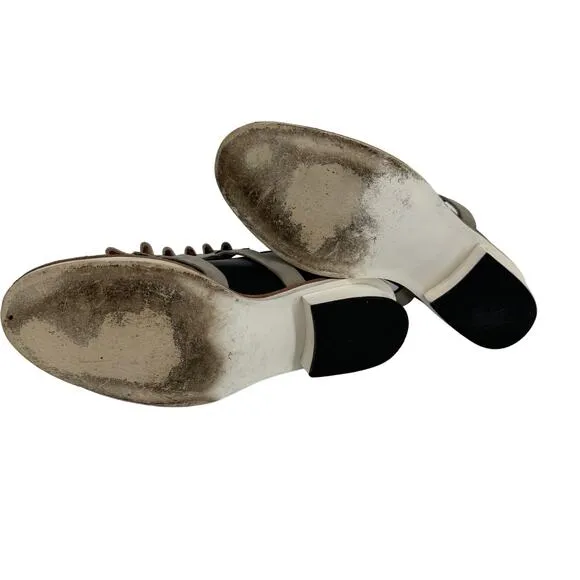 Gorman Women's Designer Frilly Ruffle Leather Shoes Blue Grey &amp; White Size 39