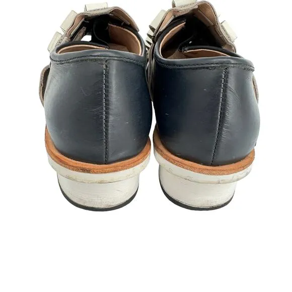 Gorman Women's Designer Frilly Ruffle Leather Shoes Blue Grey &amp; White Size 39