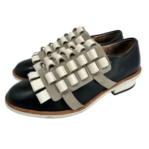 Gorman Women's Designer Frilly Ruffle Leather Shoes Blue Grey &amp; White Size 39
