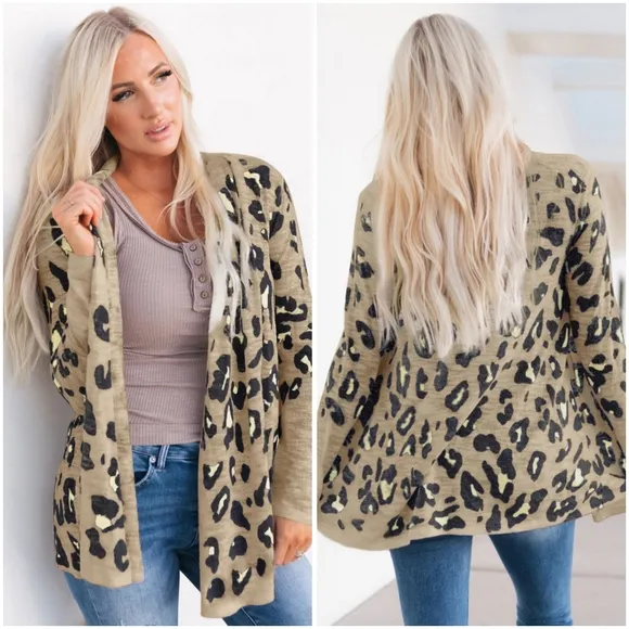 Green Printed Long Sleeve Cardigan