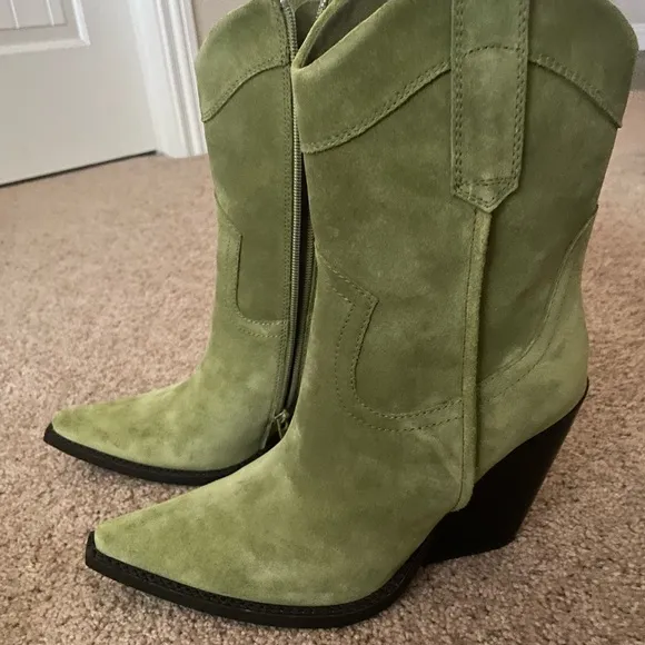 Green Suede Western Boots