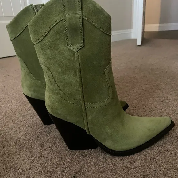 Green Suede Western Boots