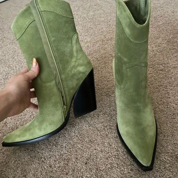 Green Suede Western Boots