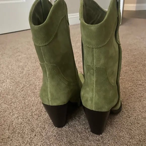 Green Suede Western Boots