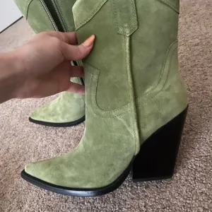 Green Suede Western Boots